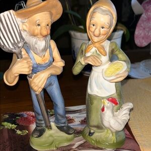 Charming Farmer and Wife Figurines